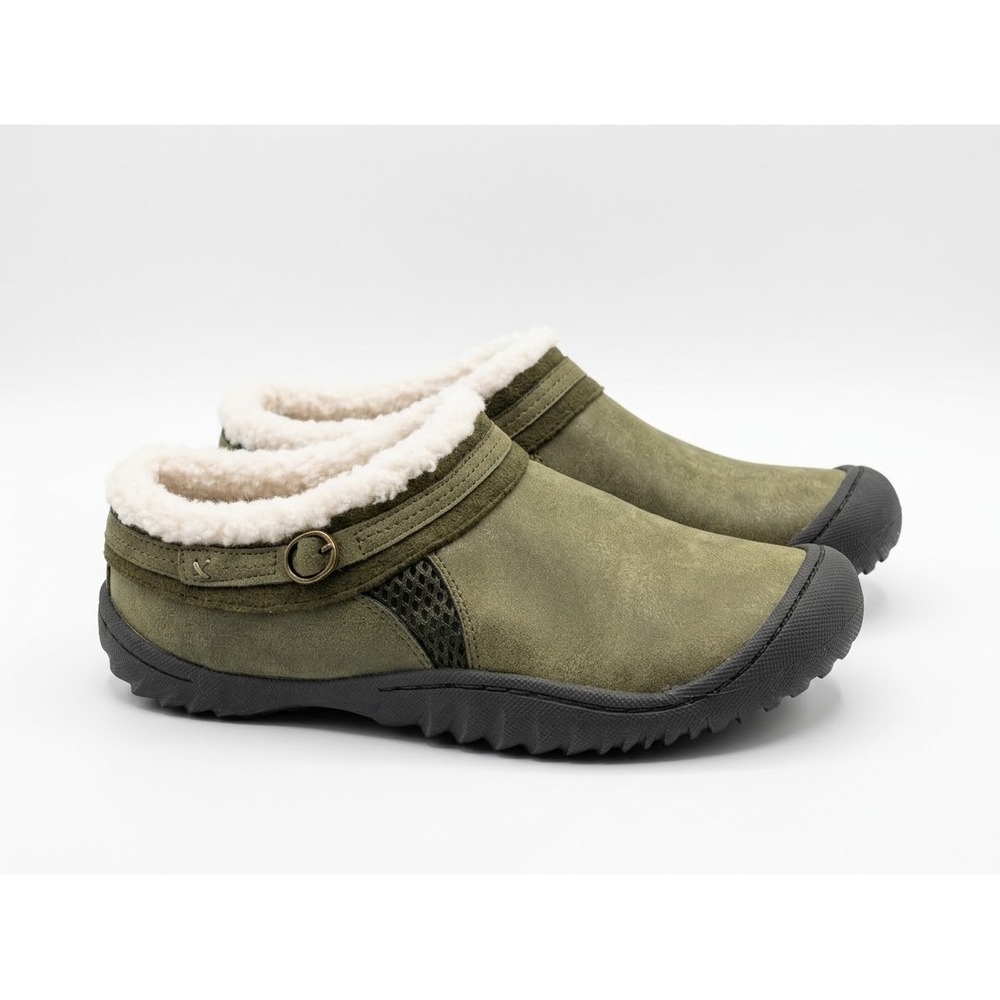 JBU Jambu Ginger Olive Green Faux Fur Lined Memory Foam Outdoor Clog Womens 8.5M